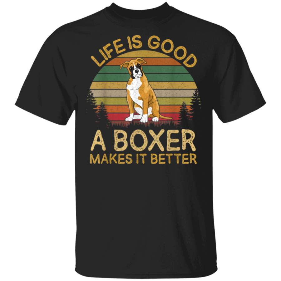 Vintage Life Is Good A Boxer Makes It Better Gift Ideas Tshirt