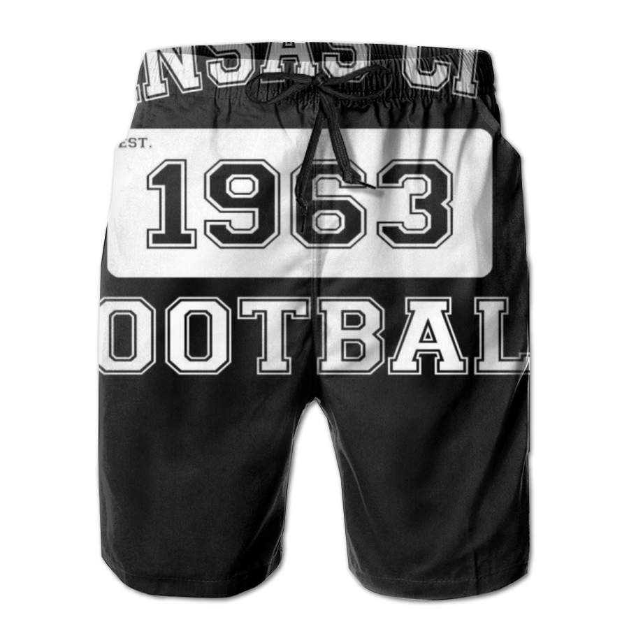 2 Pack Kansas City Football Est. 1963 Horizontal Poster Men Swim Trunks Drawstring Elastic Waist Quick Dry Beach Shorts with Mesh Lining Swimwear Bathing Suits