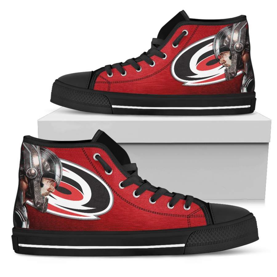 Thor Head Beside Carolina Hurricanes High Top Shoes