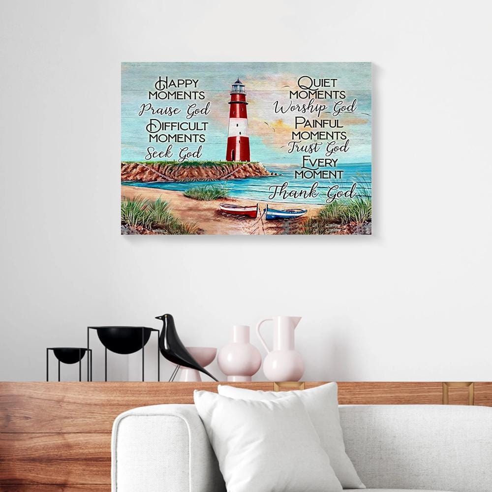 Canvas Art Prints Happy Moments Praise God Thank God Boats On Beach Ocean Canvas Home Decor Canvas