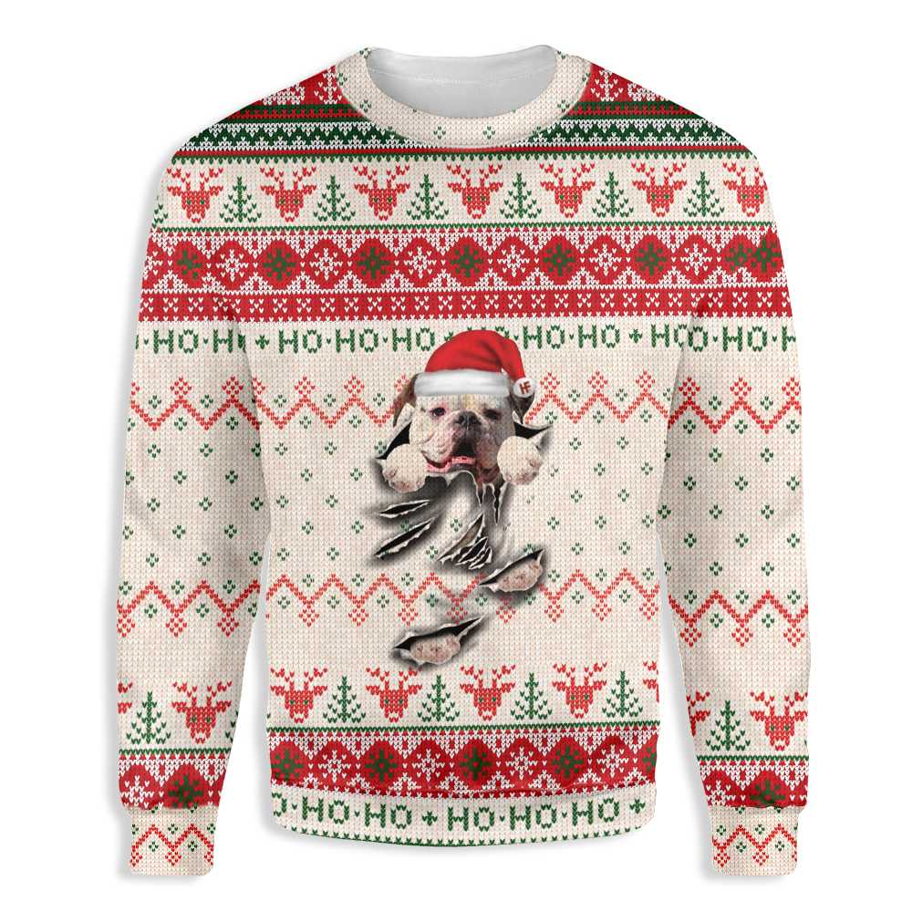 American Bulldog Scratch Ugly Christmas Sweater | For Men & Women | Adult | Us5486