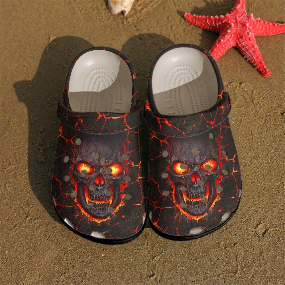 Skull Personalized Clog, Custom Name, Text, Color, Number Fashion Style For Women, Men, Kid, Print 3D Skull And Lava