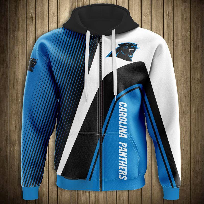 Carolina Panthers Polyester Spandex Material Best Gift For Men For Fan 3D Zip Hoodie