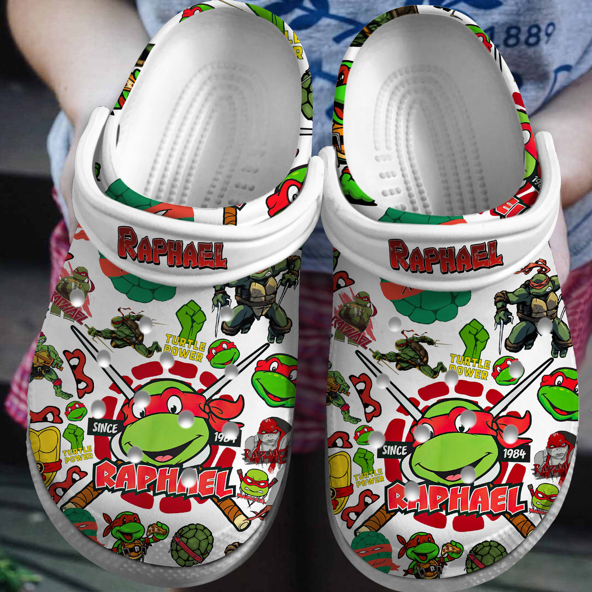 Teenage Mutant Ninja Turtles (RAPHAEL) Cartoon Crocs Crocband Shoes Clogs For Men Women and Kids