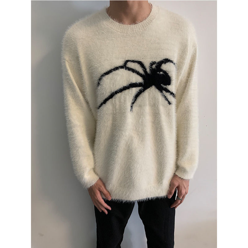 Small crowd design in autumn and winter 2022 Velvet spider jacquard men and women’s ins vintage loose knit couple sweater y2k alx