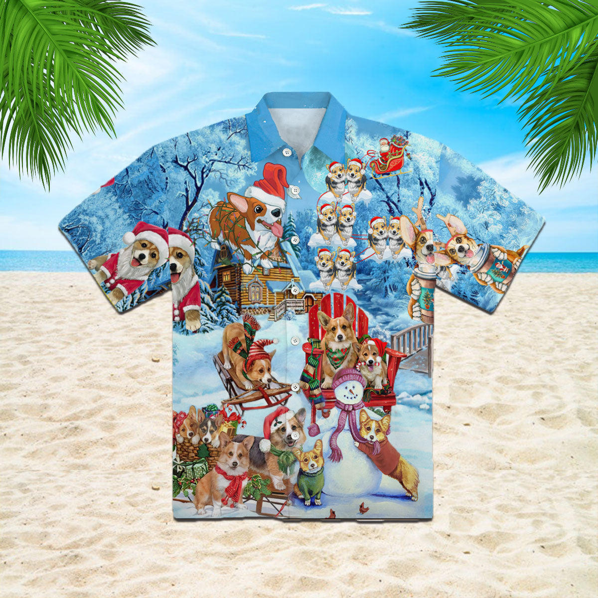 Dog Corgi Christmas Hawaiian Shirt – For Men And Women