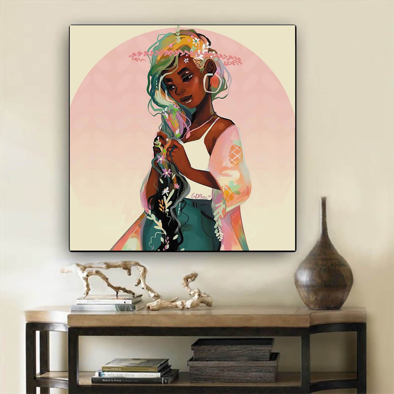 African Canvas Art Pretty African American Female African American Black Art Afrocentric Home Decor Ideas BPS52432