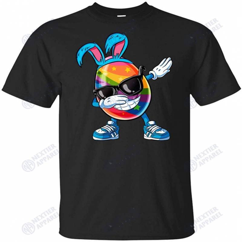 Dabbing Easter Egg T Shirt Boys Kids Girls Hunter Bunny Ears