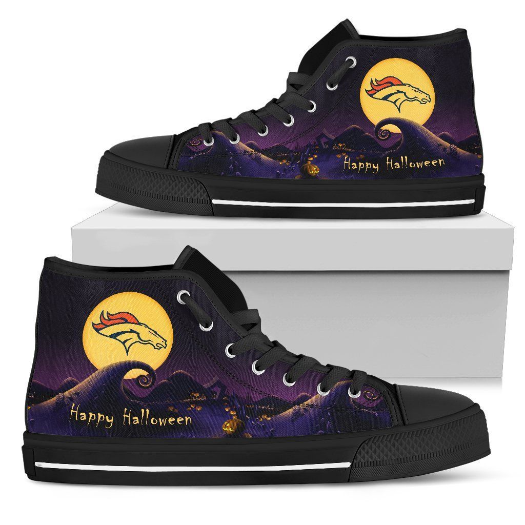 Before Christmas Nightmare Halloween Moonlight Denver Broncos High Top Shoes