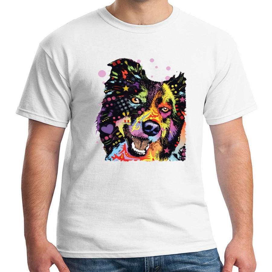 Scottish Sheepdog Adult’s T-shirt Cute Dog Border Collie Tee for Men