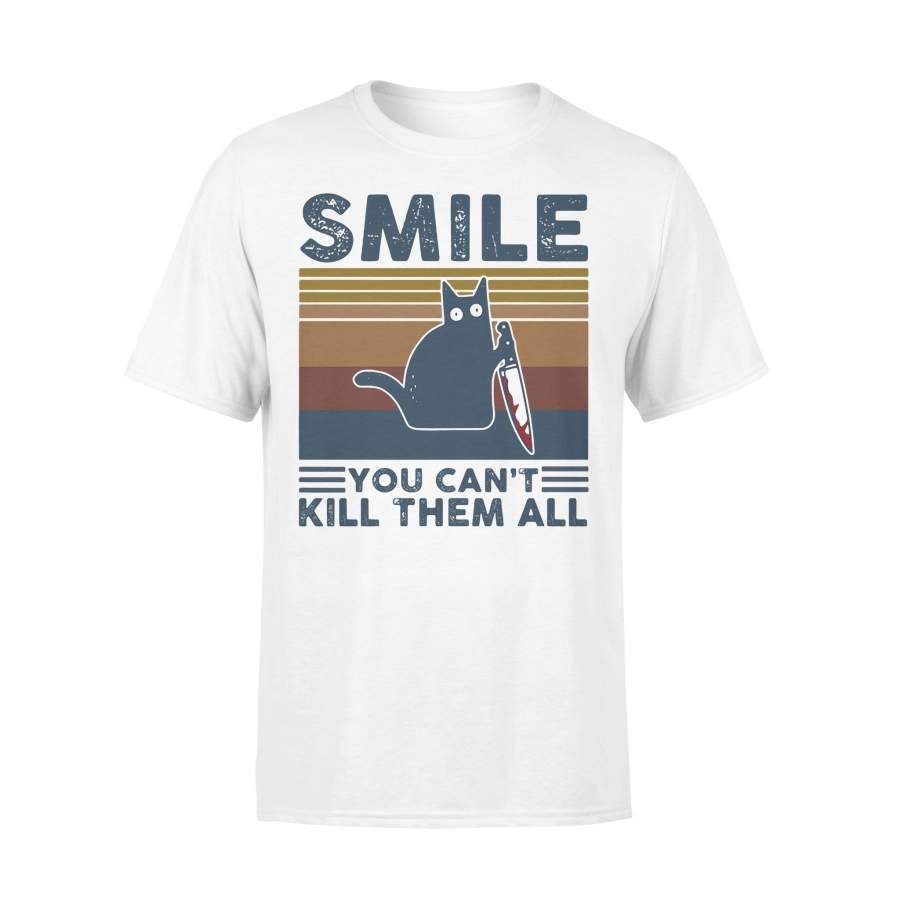 Cat Holding Knife Smile You Can’t Kill Them All Vintage Retro T-shirt