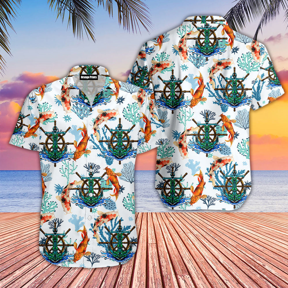 Beautiful Koi Fish And Anchor Aloha Hawaii Shirts For Men Women Ha105081