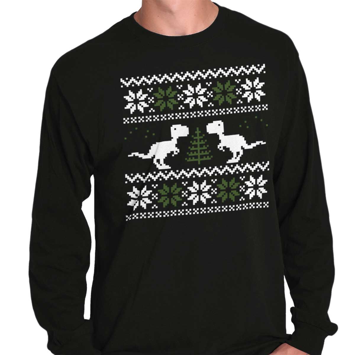 Ugly Christmas Dinosaur Long Sleeve T-Shirt