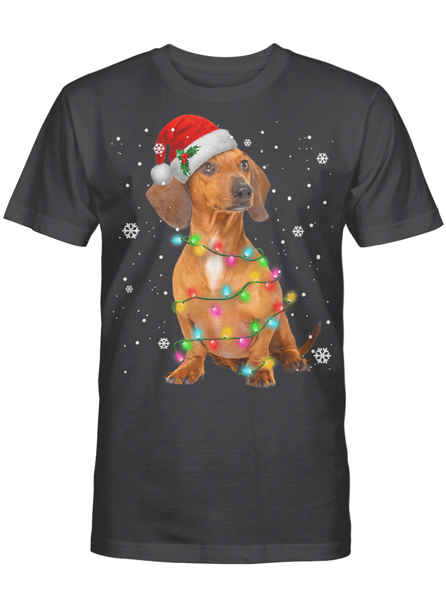 AmazeStyleZ Santa’s Reindeer, Ugly Christmas Sweater, Christmas Gift Ideas, Dachshund Dogs Tree Christmas Sweater Xmas Gifts For Pet Dog T-Shirt