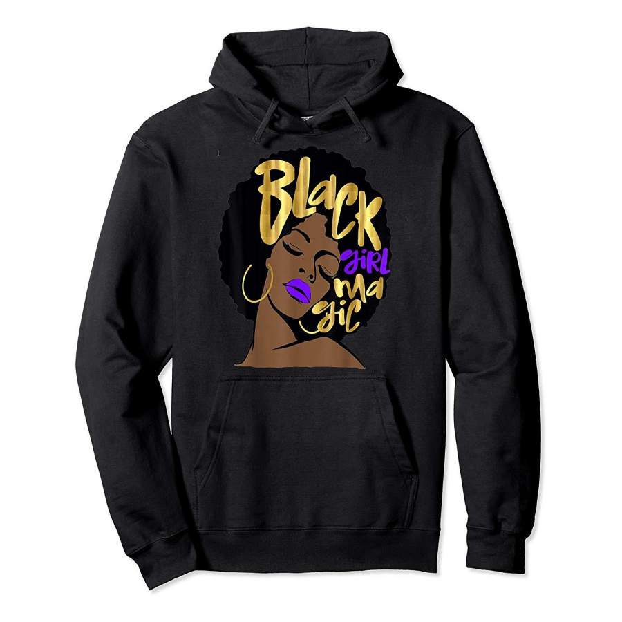 Purple Black Girl Magic WomenMelanin Queen Pride Hoodie Premium Tee