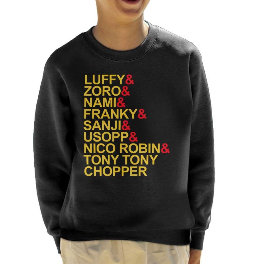One Piece Character List Kid’s Sweatshirt