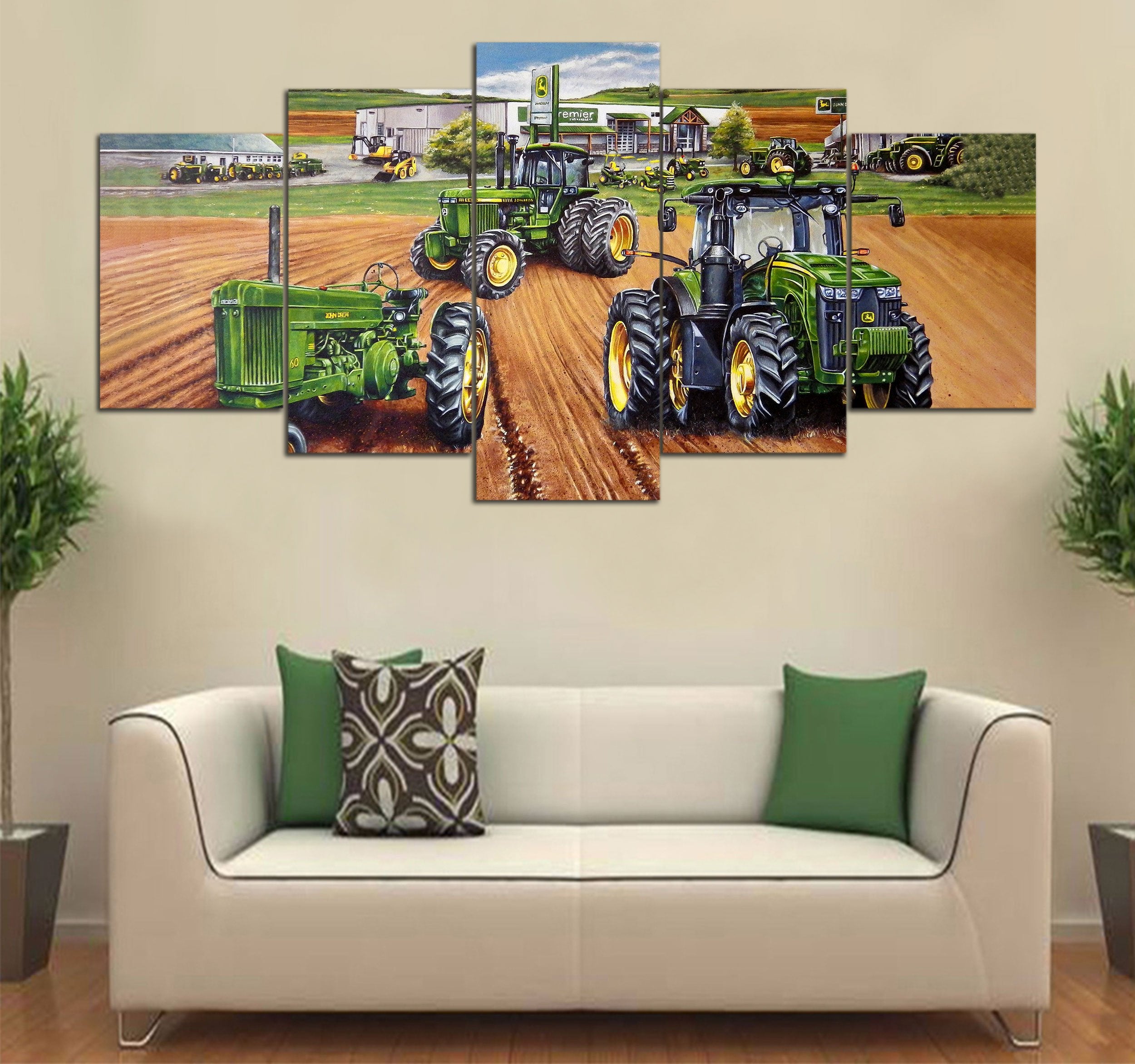 5-Piece Jd Tractor Painting Printed Canvas Wall Art