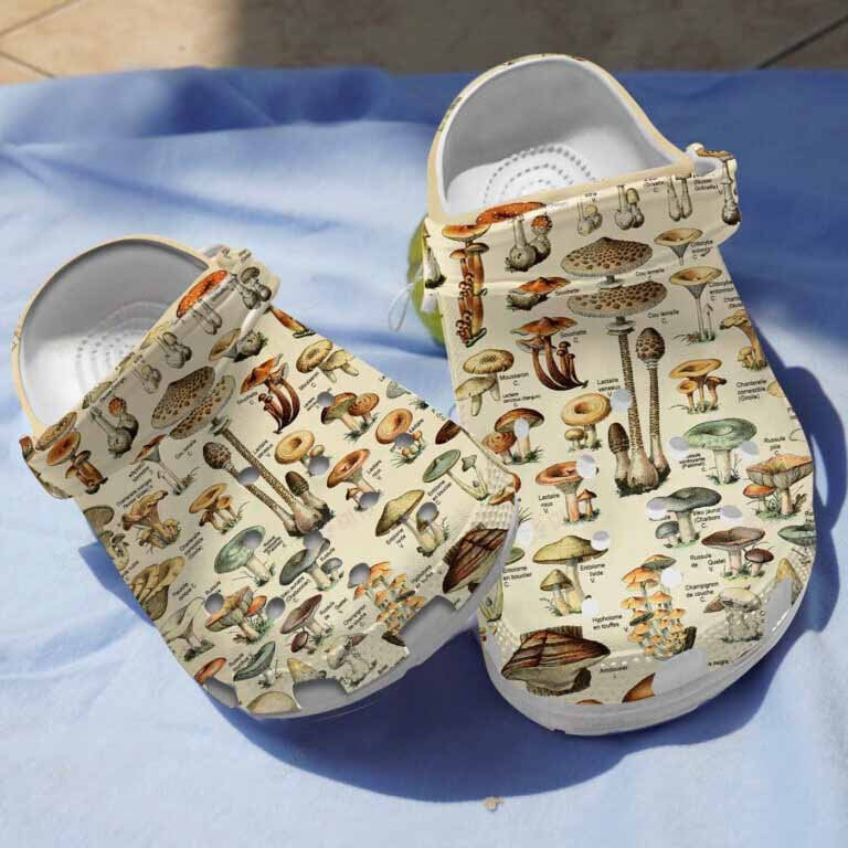 Champignon Mushroom Vintage Camping Clogs Shoes Gifts – Mushroom Bibliography Shoes