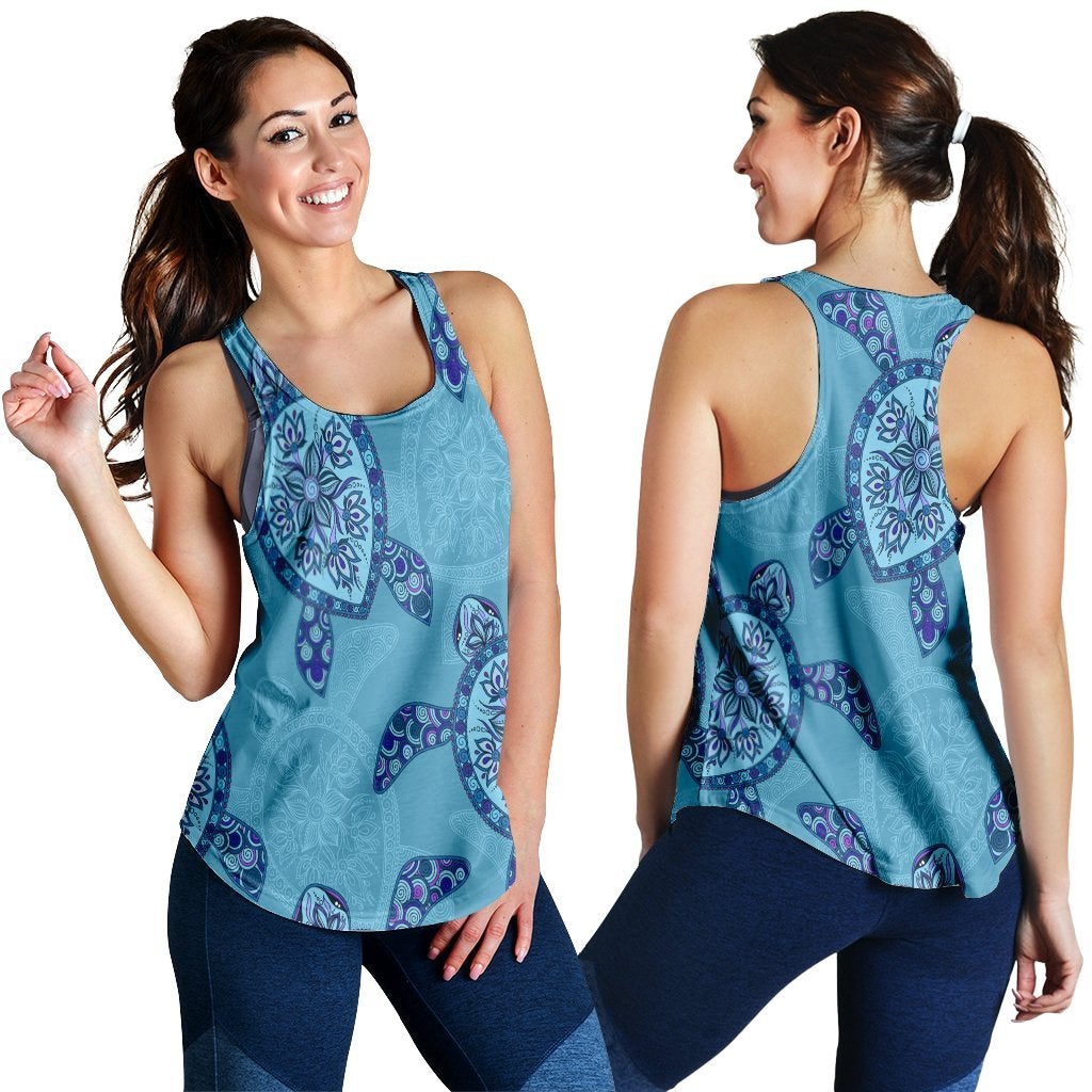 Hawaii Turtle Plumeria Racerback Tank Ha69504