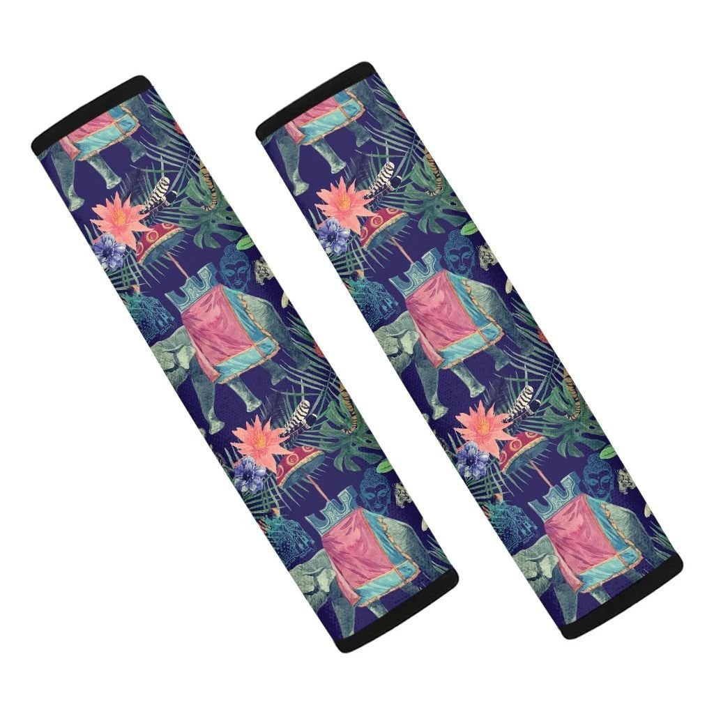 Asian Elephant And Tiger Print Car Seat Belt Covers