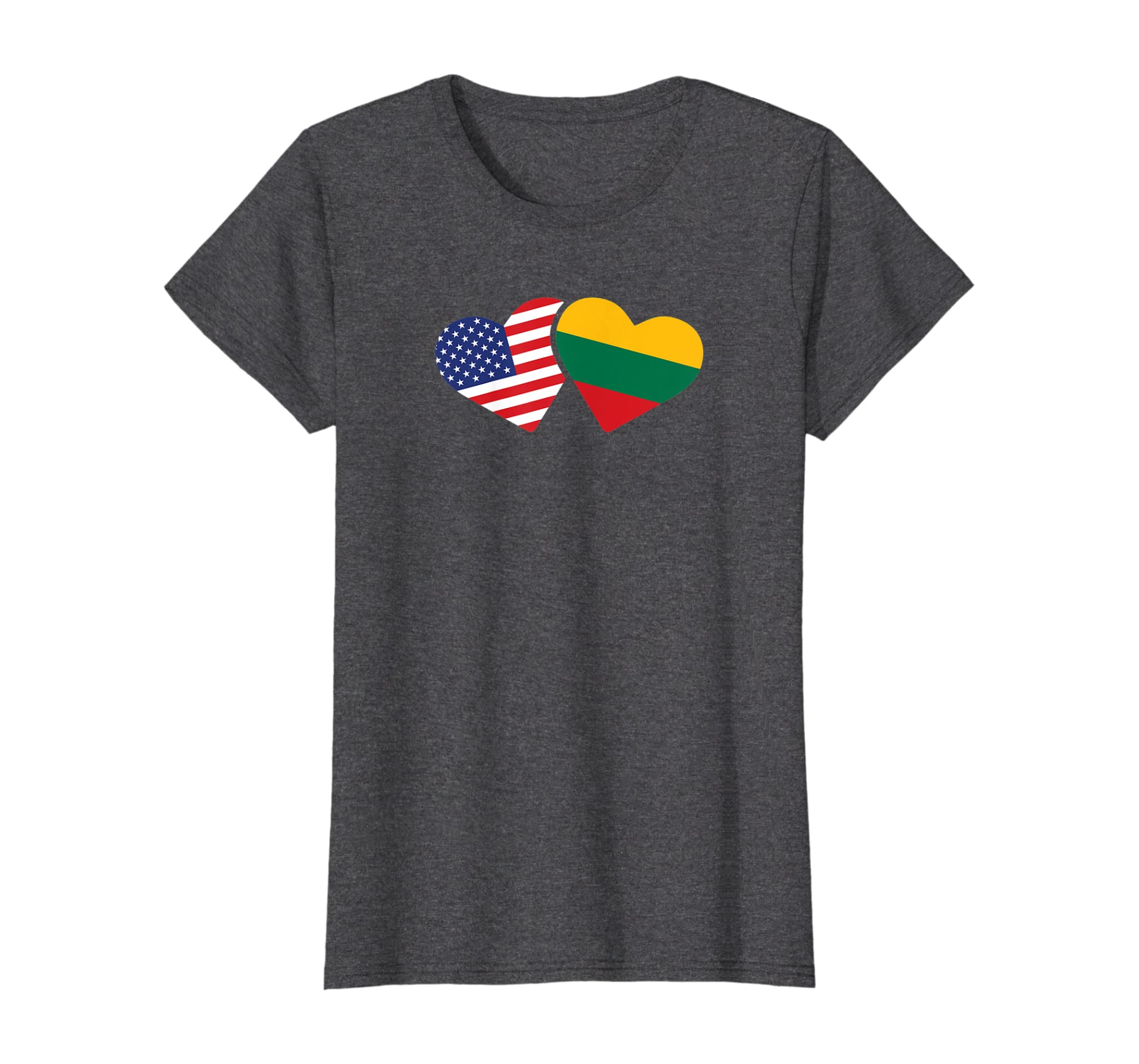 Womens Lithuania USA Flag T Shirt Heart Lithuanian Americans Love