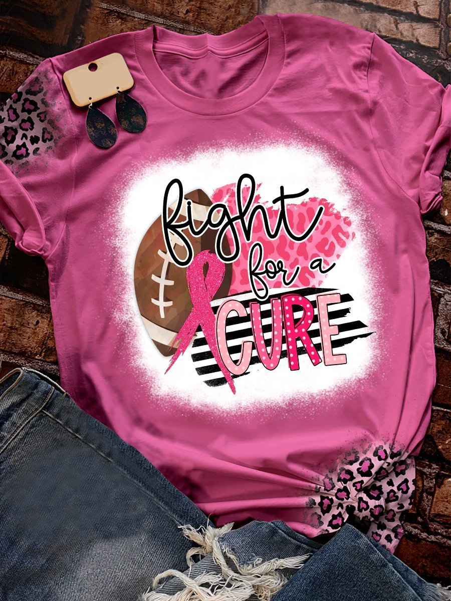 No Bra Day Braday Football Fight For A Cure Breast Cancer Awareness Pink Wear Bleached T Shirt Hg