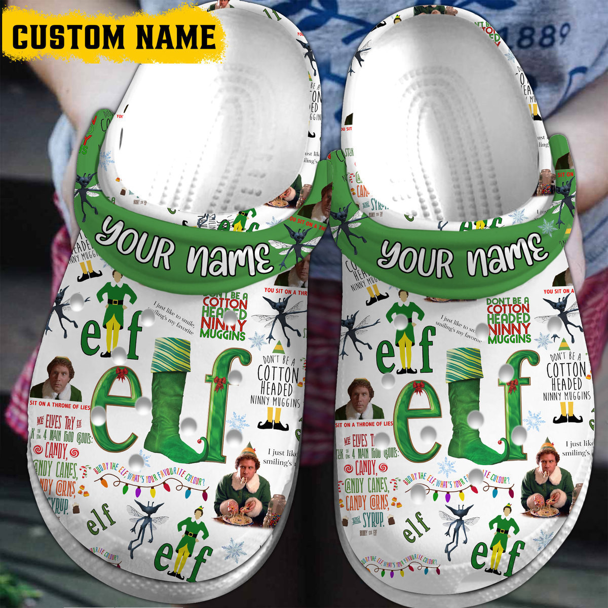 Elf Movie Crocs Crocband Clogs Shoes Comfortable For Men Women and Kids