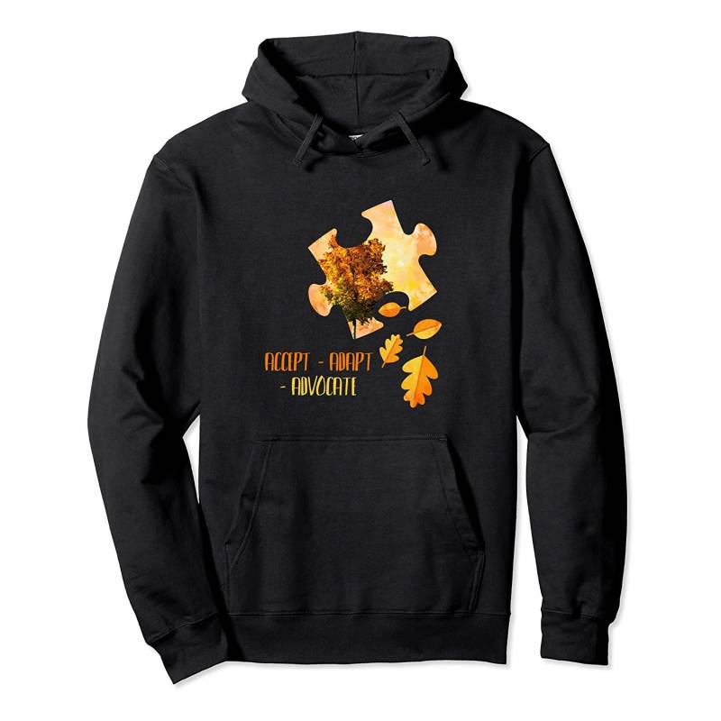 Accept Adapt Advocate Puzzle Autism Awareness Fall Halloween Pullover Hoodie