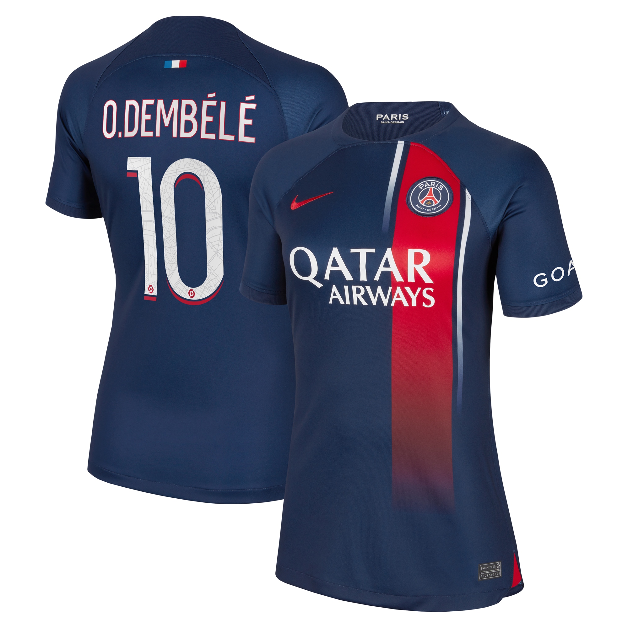 Ousmane Dembélé Paris Saint-Germain Women's 2023/24 Home Stadium Replica Player Jersey – Navy