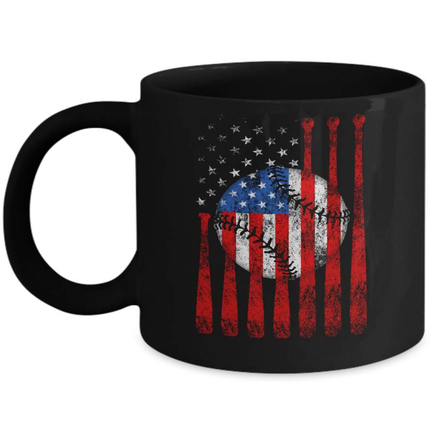 American Flag Vintage Baseball Mug