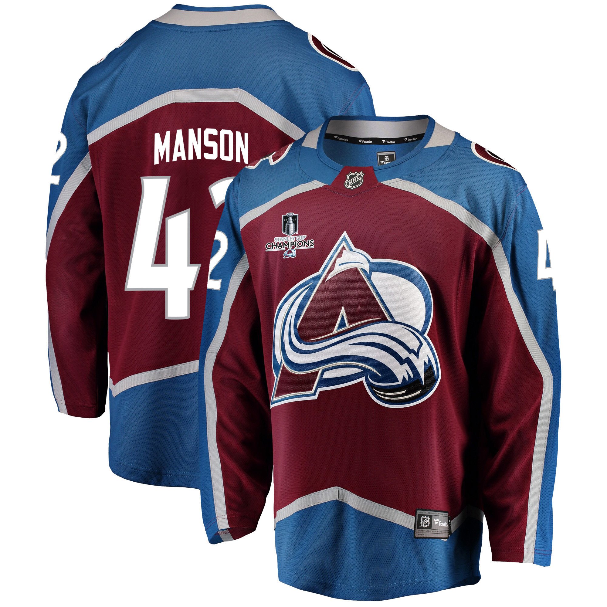 Colorado Avalanche Josh Manson 42 Home 2022 Stanley Cup Champions Breakaway Men Jersey – Burgundy