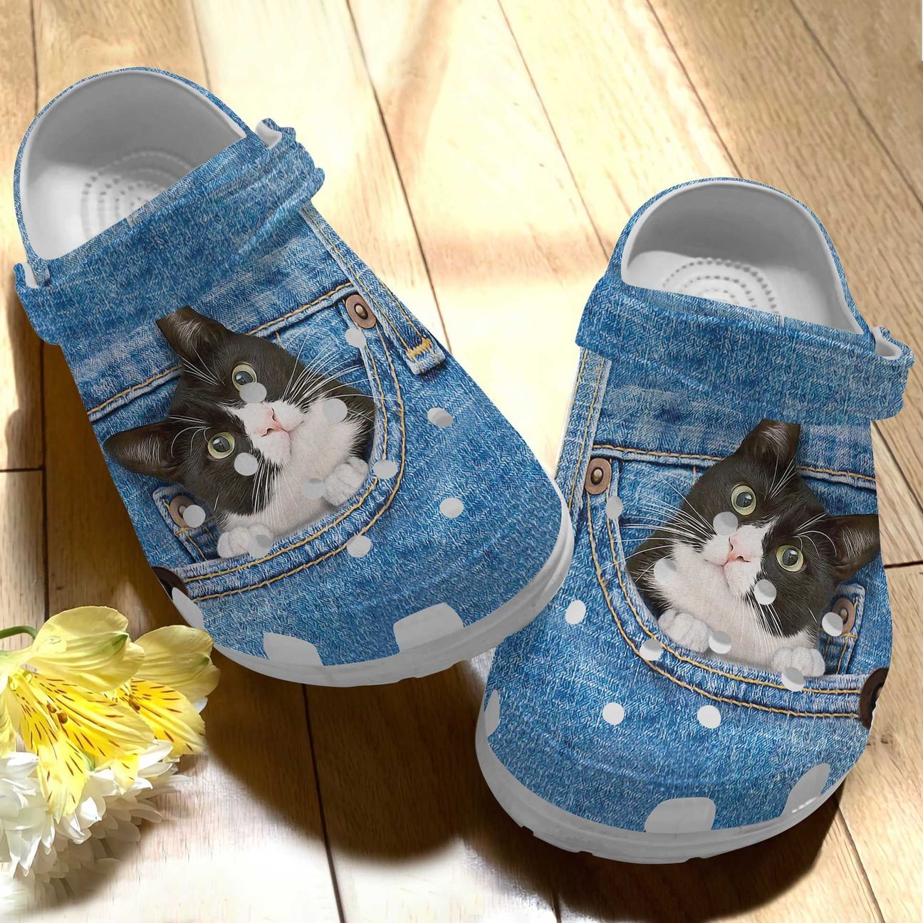 Cat Personalized Clog, Custom Name, Text Tuxedo In Pocket, Fashion Style For Women, Men, Kid, Print 3D