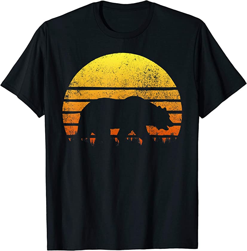 Vintage Retro National Forest Grizzly Bear Adventure Sunset T-Shirt