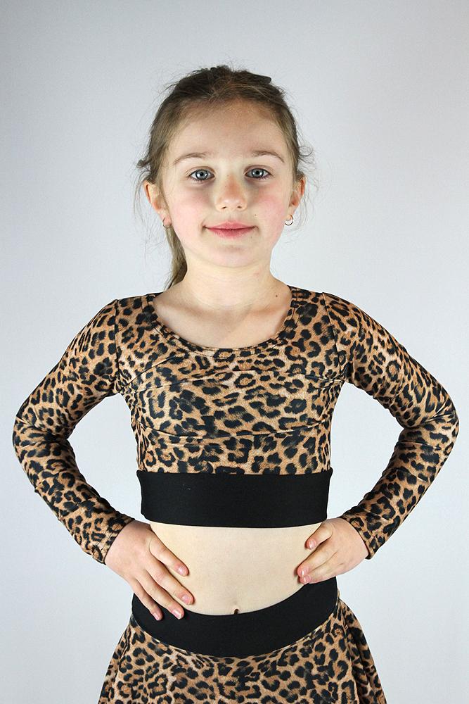 Animal Long Sleeve Crop Top Youth Girls