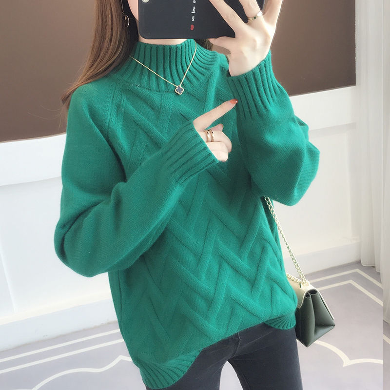 Sweaters Women Turtleneck Pullovers Female Knitted Oversize Sweater Long Sleeve Autumn Winter Bottoming Tops Basic Office alx