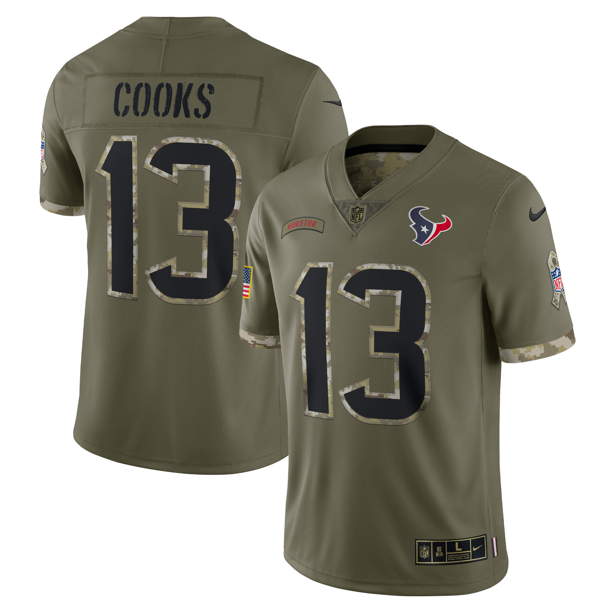 Men’s Houston Texans Olive 2022 Salute To Service Limited Jersey