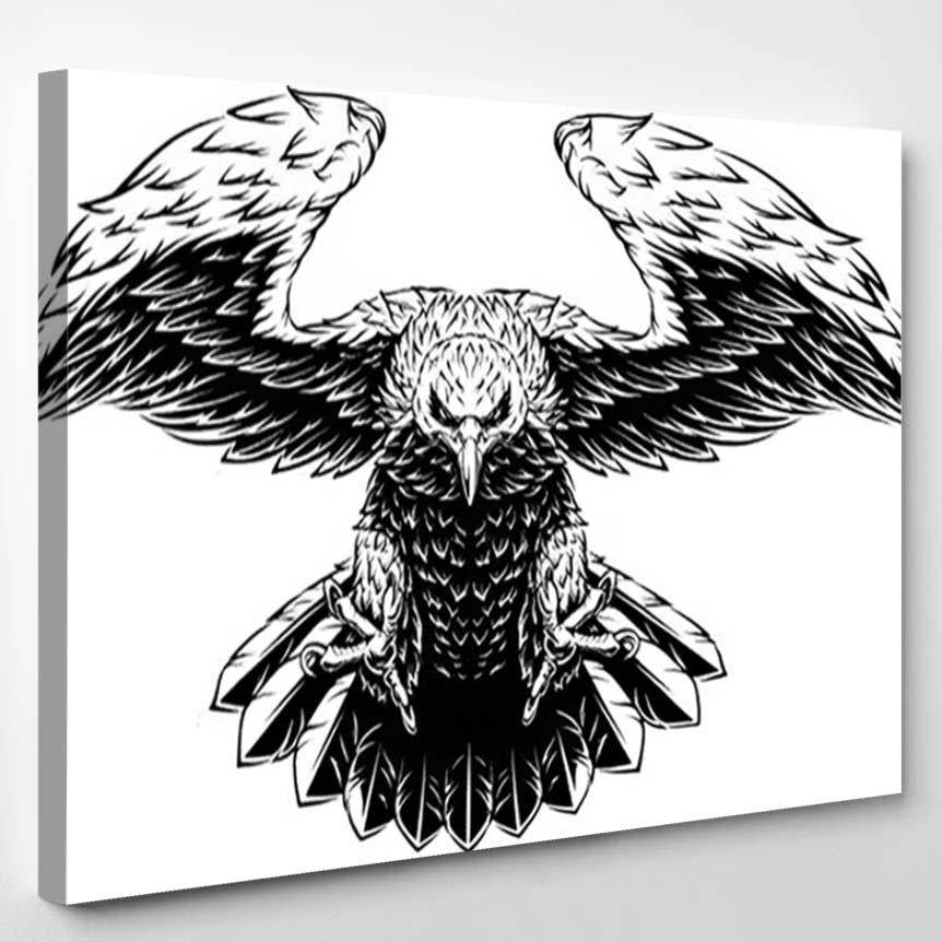 Vector Illustration Large Eagle Opened Wings – Eagle Animals Canvas Print