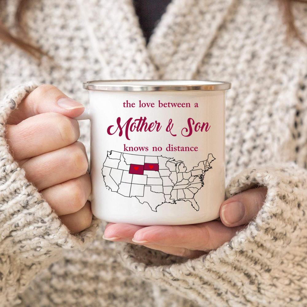 Wyoming South Dakota – The Love Between Mother And Son Knows No Distance, I Love Mom! Mother’s Day Gift From Son, 11oz, 15oz Ceramic Mug, 12oz Campfire Mug