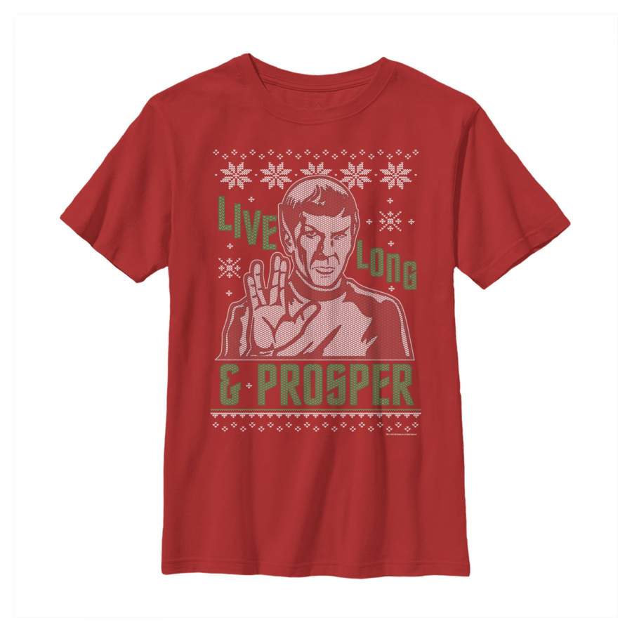 Star Trek Boy’s Ugly Christmas Spock  T Shirt