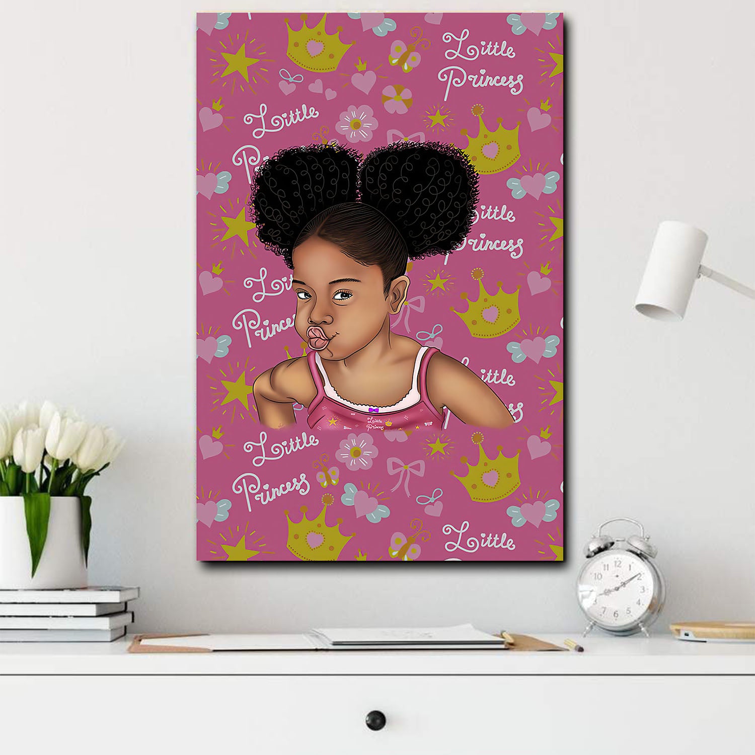 African American Art Canvas Melanin Little Princess Girl African Wall Decor