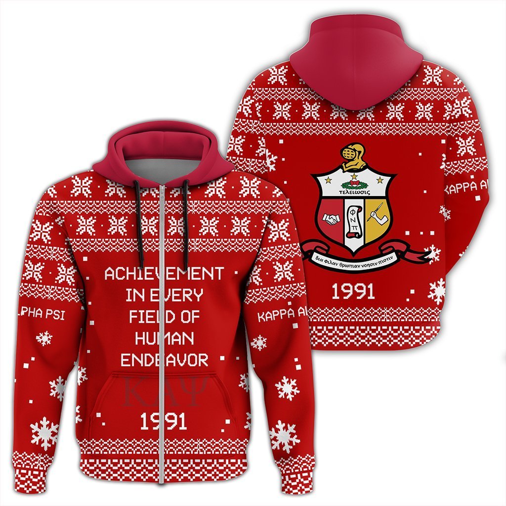 Greek Life Hoodie – Kappa Alpha Psi Xmas Motto Zip Hoodie