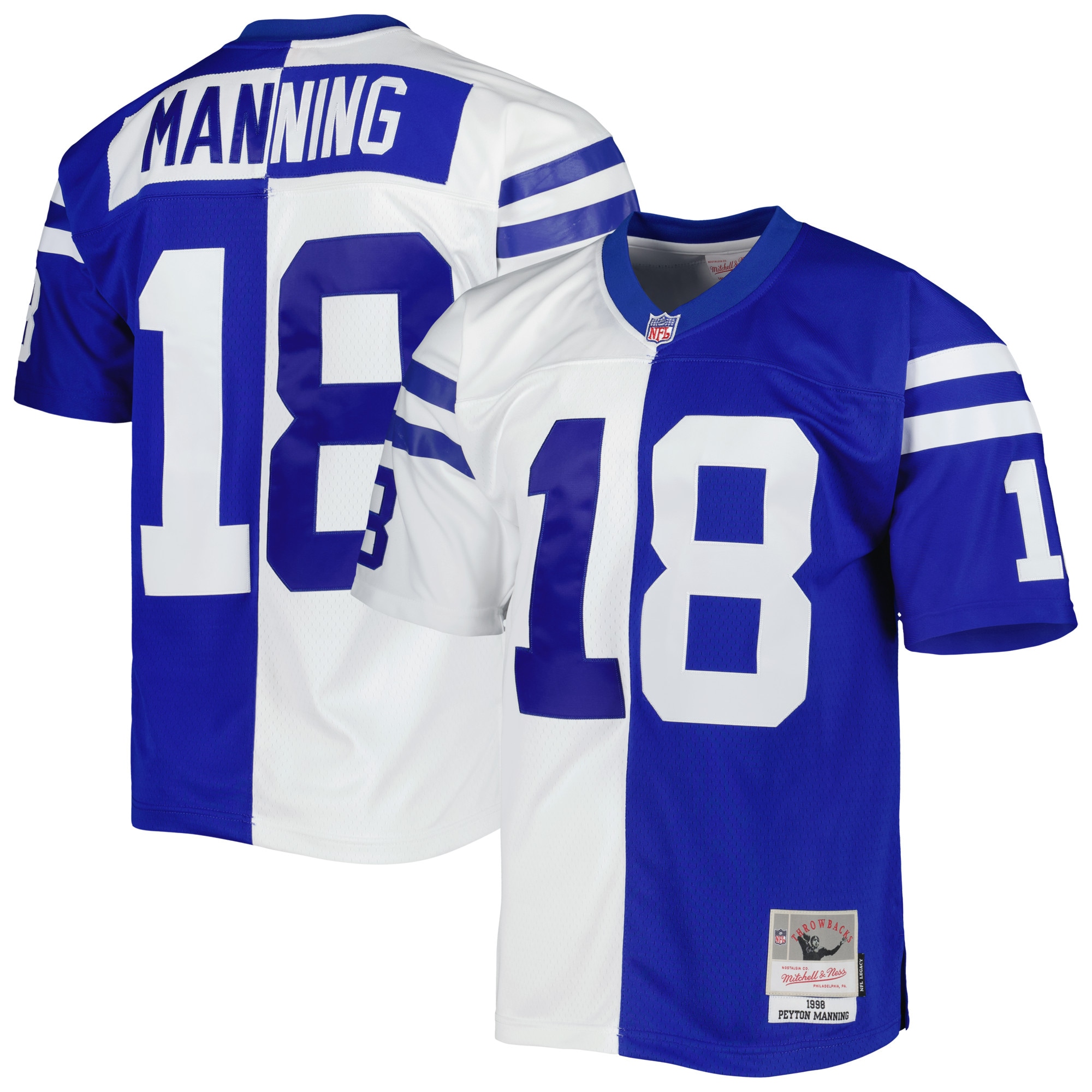 Peyton Manning Indianapolis Colts Mitchell & Ness 1998 Split Legacy Replica Jersey – Royal/White