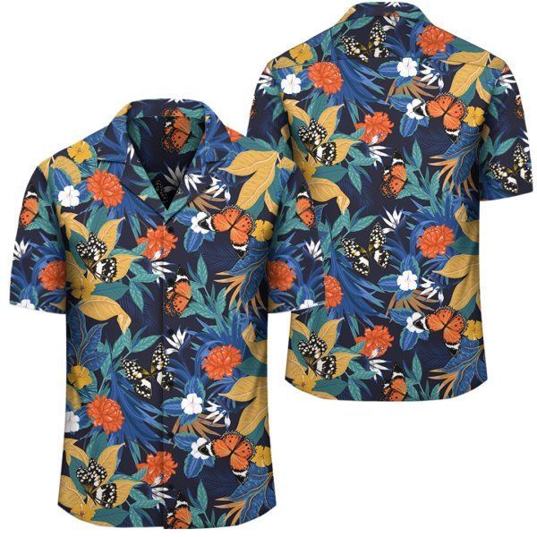 Tropical Buttterfly And Flower Hawaiian Shirt 2