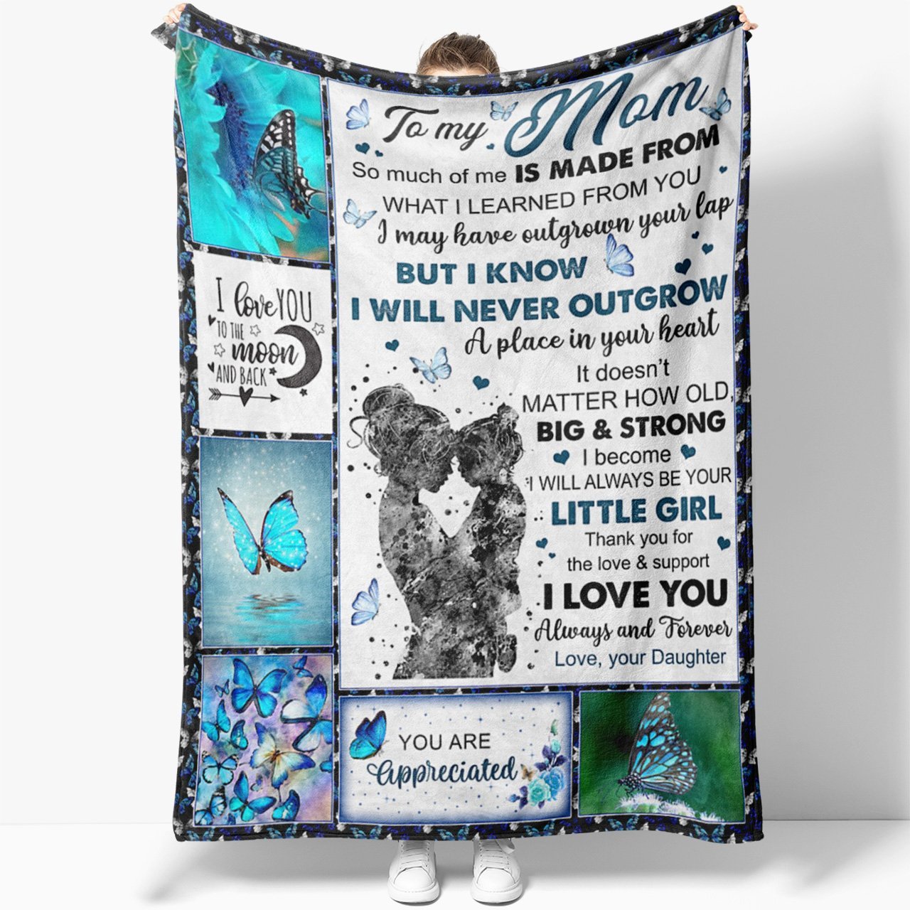 Thank You For The Love And Support Blanket, Thank you gifts for mother’s day, Mother’s Day Gift From Daughter To Mom, Home Decor Bedding Couch Sofa Soft and Comfy Cozy