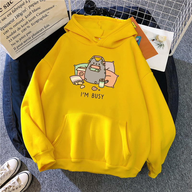 2021 Funny The Cat Hoodie Women Fashion Kawaii Korean Harajuku Sweatshirt Female 90s Cartoon Clothes Female Hood Oversized Girls alx