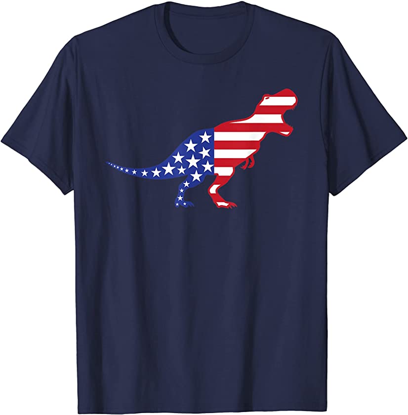 USA Flag Dinosaur America 4th Of July Independence Day T-Shirt