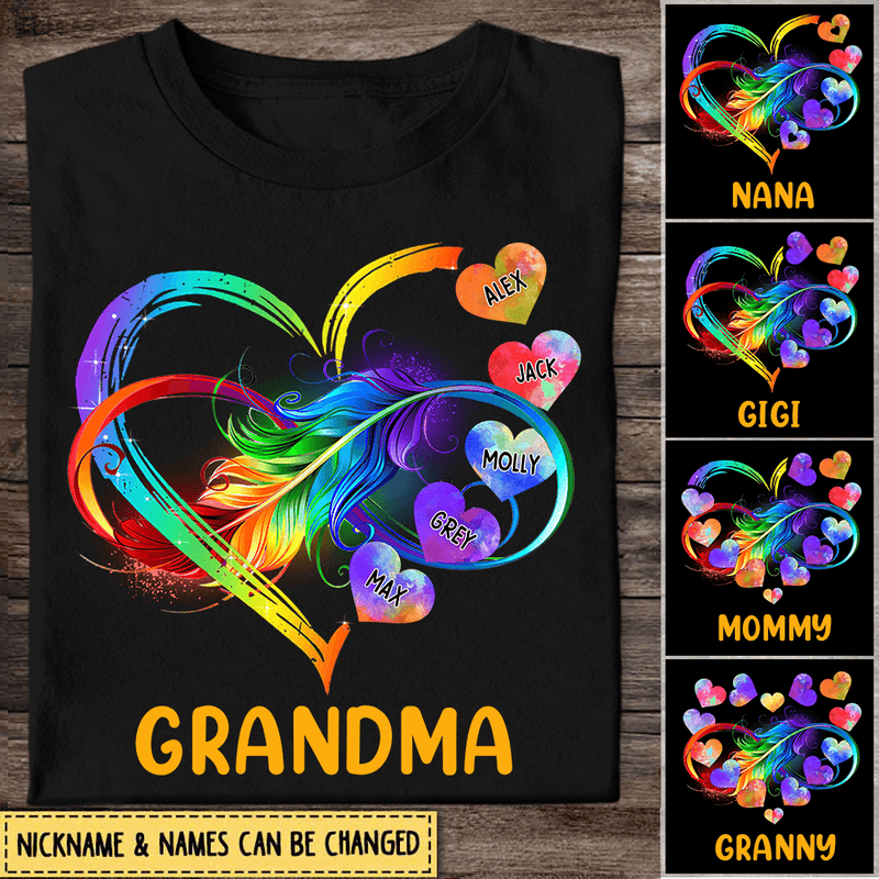 Grandma Grandkids Infinity Love Family Mother’S Day Gift Heart Rainbow Tshirt