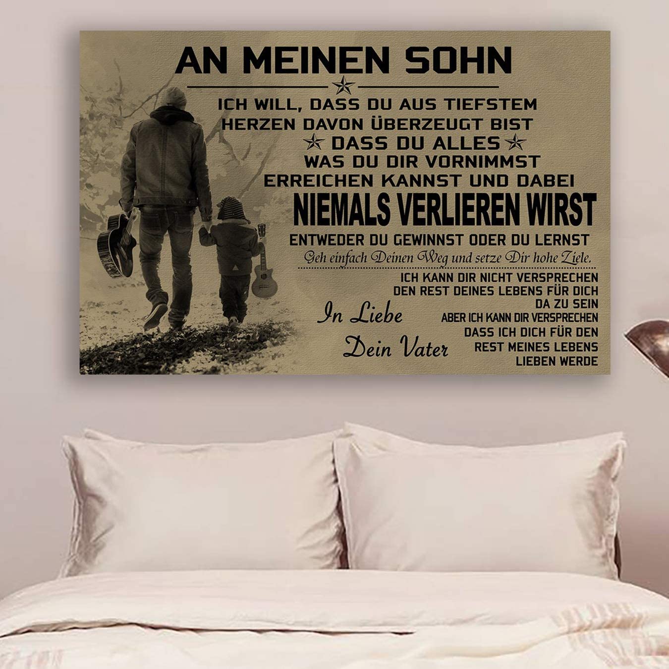 Poster for Room Aesthetic -Command Strips Wall Decor – Hn172 Family Poster – Dad to Son – Never Lose – German