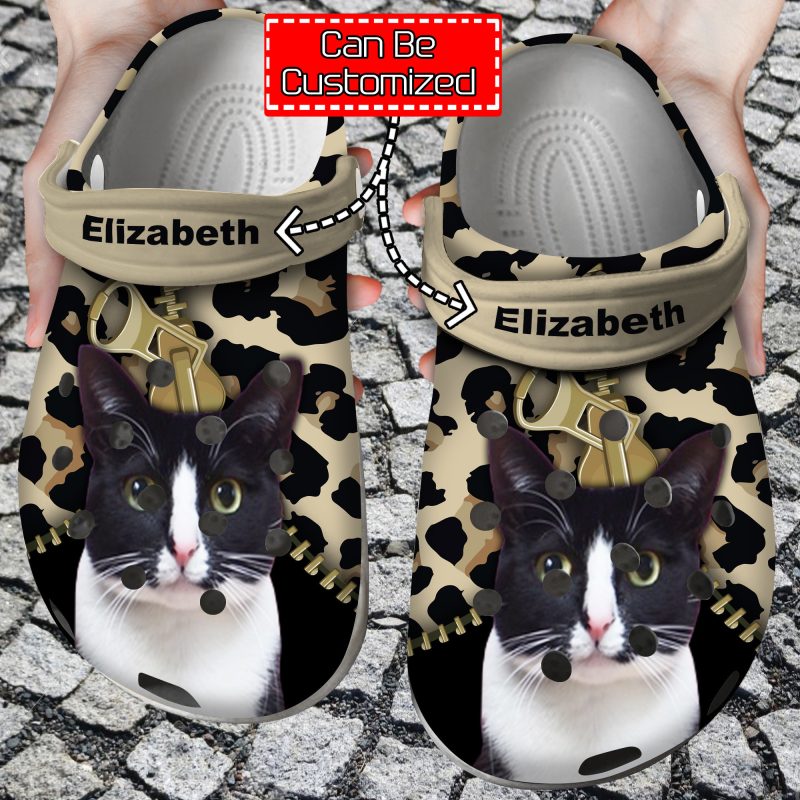 Cat Cat Lovers Personalized Clogs Shoes With Leopard Pattern