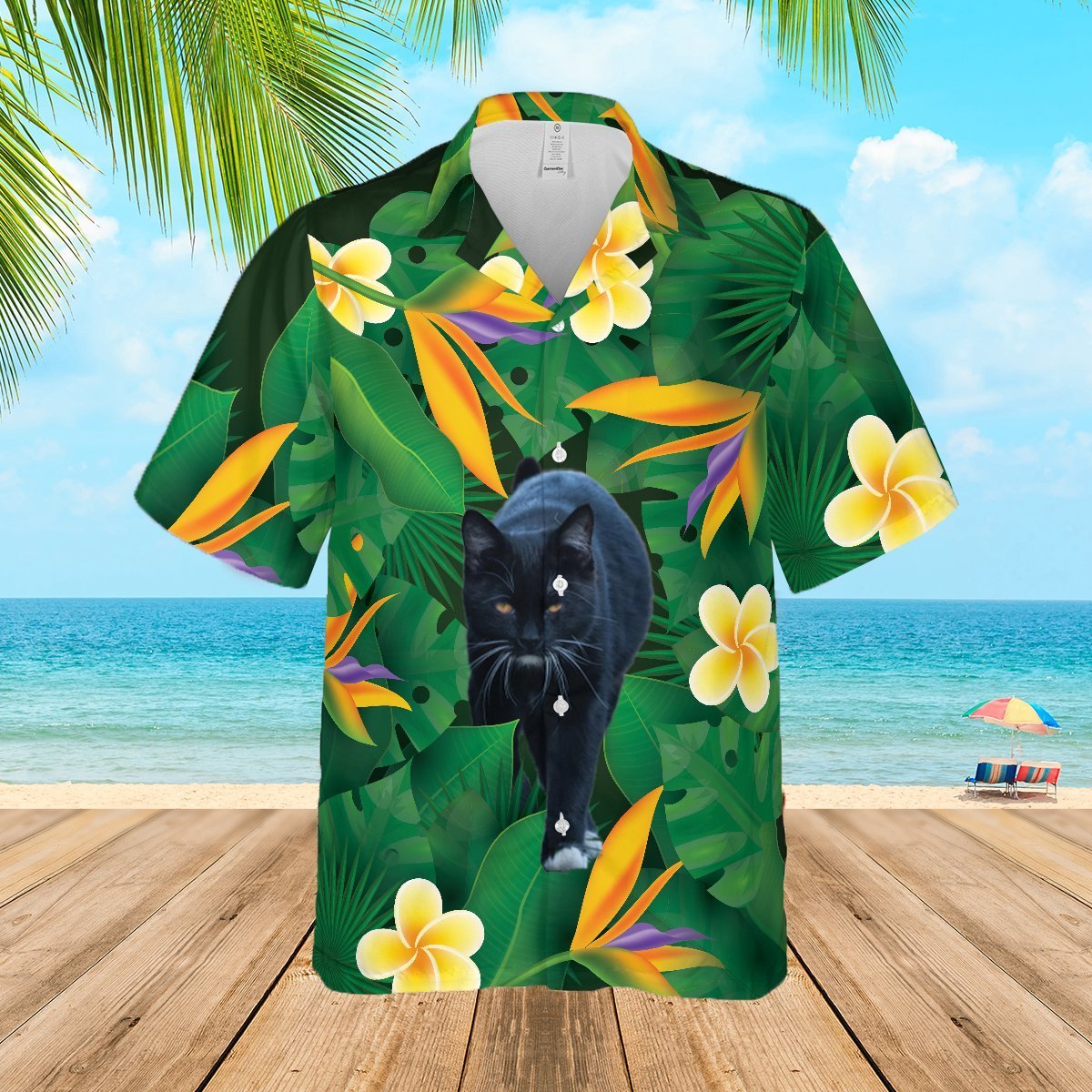 Floral Tropical Black Cat Hawaii Shirt Ha93345